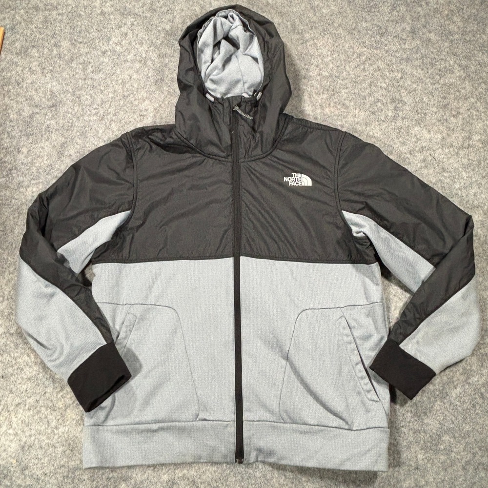 North Face Jacket Mens L Gray Black Full Zip Hoodie Hiking Gorpcore Outdoor